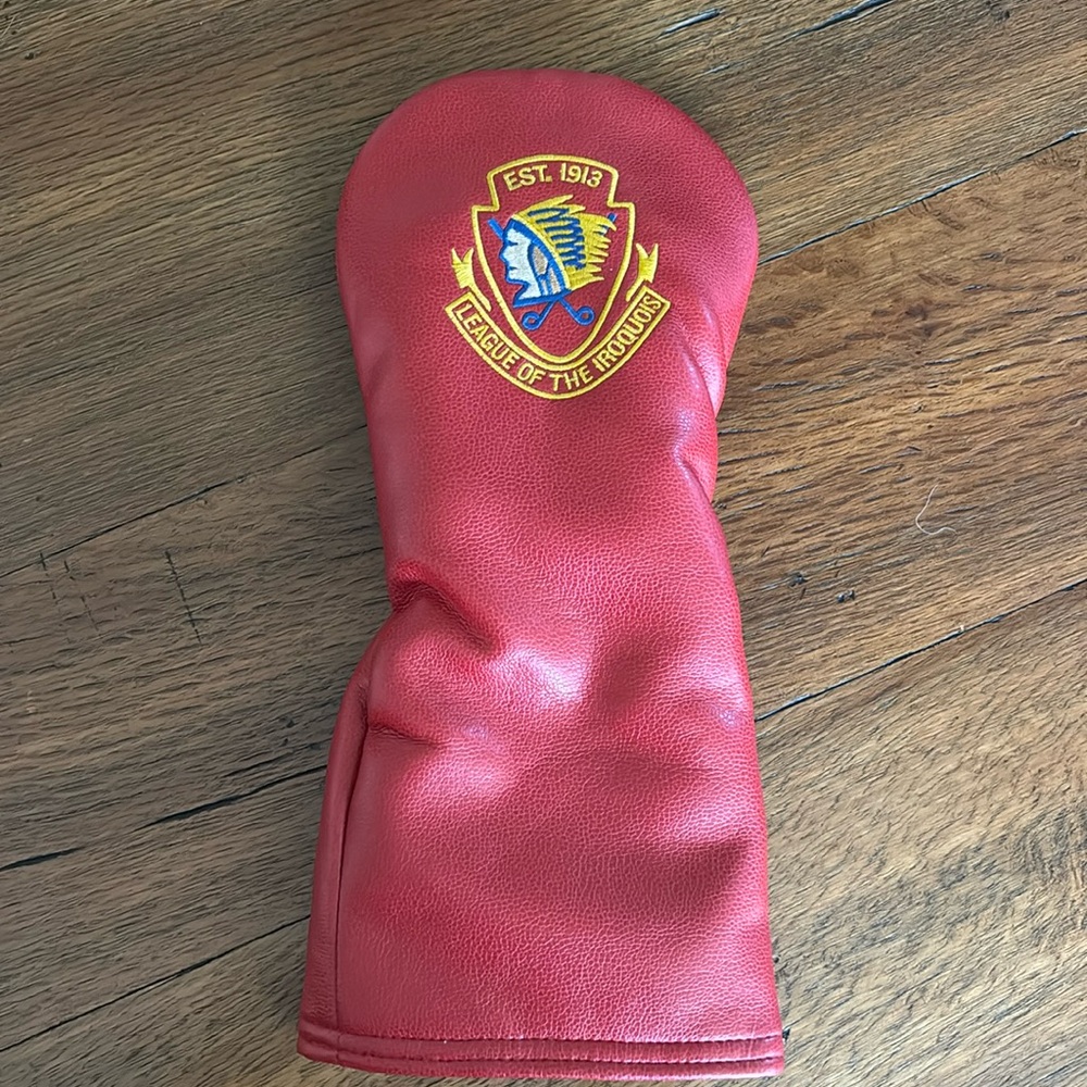 AM&E red leather Driver head cover League of the Iroquois